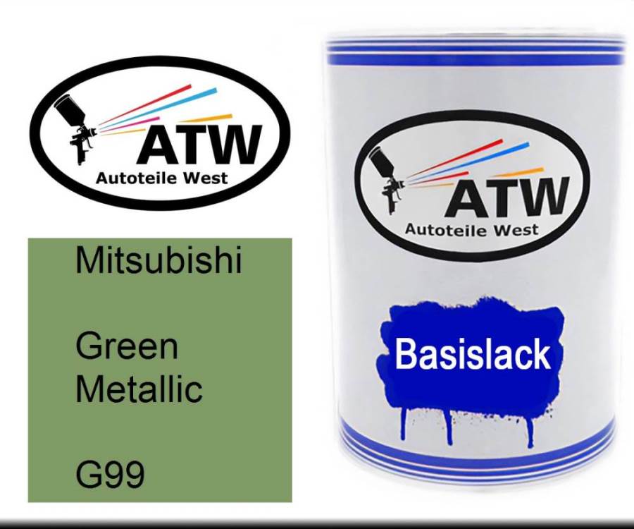 Mitsubishi, Green Metallic, G99: 500ml Lackdose, von ATW Autoteile West.